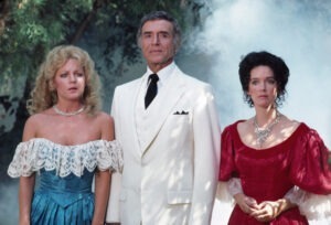 UNITED STATES - SEPTEMBER 21:  FANTASY ISLAND - "Magnolia Blossoms" - Season Three - 9/21/79, Gladys Boylin (guest star Lisa Hartman, left) and Myra Collinsky (guest star Pamela Franklin) sought romance as Southern belles. Ricardo Montalban (Mr. Roarke) also starred.,  (Photo by ABC Photo Archives/ABC via Getty Images)