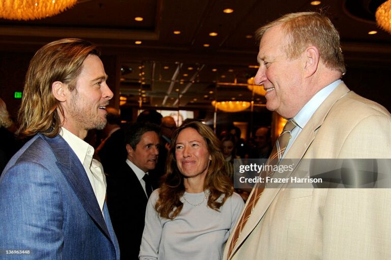 BEVERLY HILLS, CA - JANUARY 13:  (L-R) Actors Brad Pitt, producer Rachael Horovitz, and actor Ken Howard attend the 12th Annual AFI Awards held at the Four Seasons Hotel Los Angeles at Beverly Hills on January 13, 2012 in Beverly Hills, California.  (Photo by Frazer Harrison/Getty Images for AFI)