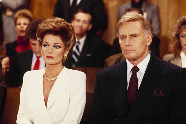 THE COLBYS - "The Trial" - Airdate February 20, 1986. (Photo by ABC Photo Archives/Disney General Entertainment Content via Getty Images) STEPHANIE BEACHAM;CHARLTON HESTON