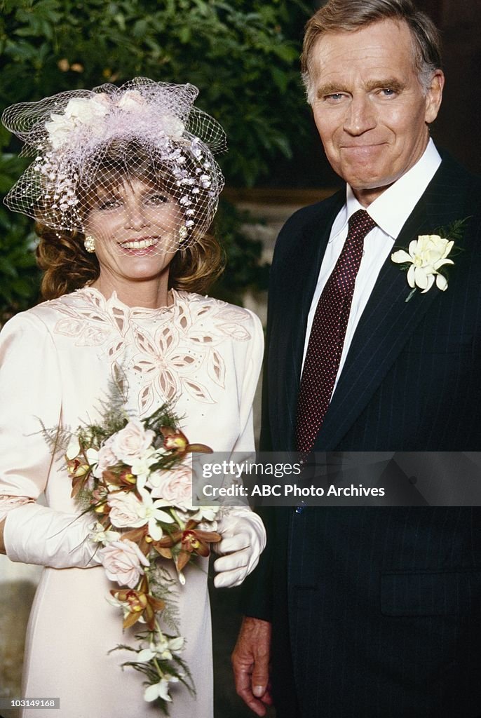 THE COLBYS - "Answered Prayers" - Airdate February 26,1987. (Photo by ABC Photo Archives/Disney General Entertainment Content via Getty Images) KATHERINE ROSS;CHARLTON HESTON
