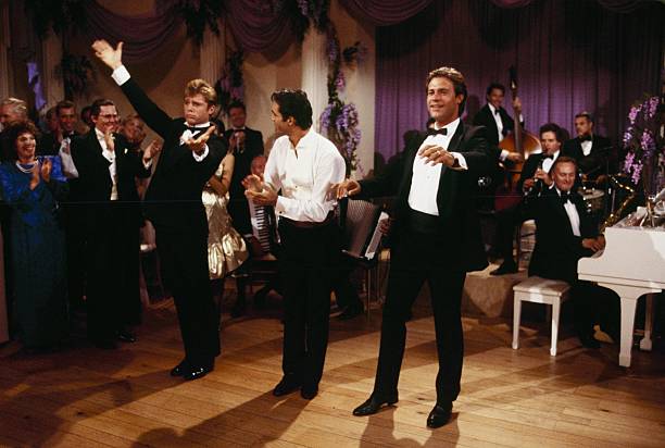 THE COLBYS - "The Gala" - Airdate October 30, 1986. (Photo by ABC Photo Archives/Disney General Entertainment Content via Getty Images) MAXWELL CAULFIELD;ADRIAN PAUL;JOHN JAMES