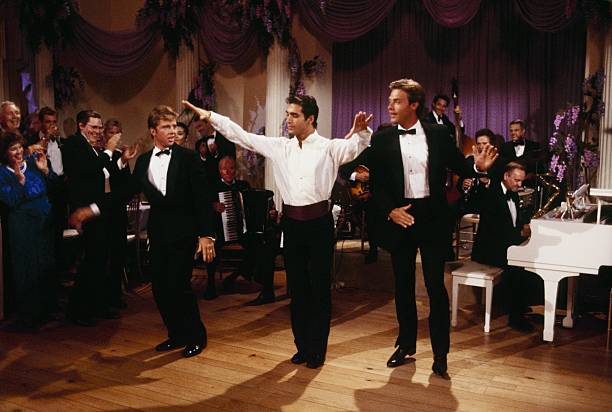THE COLBYS - "The Gala" - Airdate October 30, 1986. (Photo by ABC Photo Archives/Disney General Entertainment Content via Getty Images) MAXWELL CAULFIELD;ADRIAN PAUL;JOHN JAMES