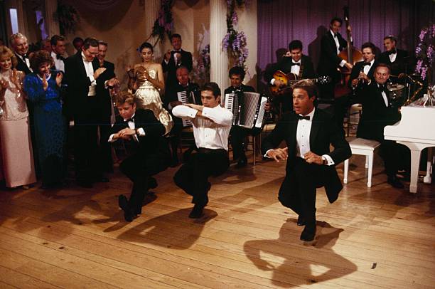 THE COLBYS - "The Gala" - Airdate October 30, 1986. (Photo by ABC Photo Archives/Disney General Entertainment Content via Getty Images) MAXWELL CAULFIELD;ADRIAN PAUL;JOHN JAMES