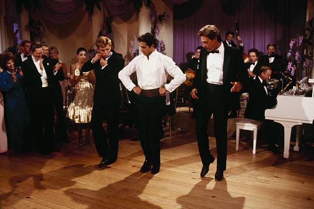 THE COLBYS - "The Gala" - Airdate October 30, 1986. (Photo by ABC Photo Archives/Disney General Entertainment Content via Getty Images) MAXWELL CAULFIELD;ADRIAN PAUL;JOHN JAMES