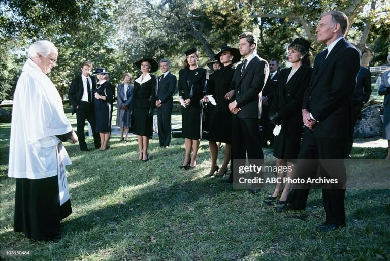 THE COLBYS - "The Legacy" - Airdate January 8, 1987. (Photo by ABC Photo Archives/Disney General Entertainment Content via Getty Images) JOHN JAMES;EMMA SAMMS;STEPHANIE BEACHAM;RICARDO MONTALBAN;TRACY SCOGGINS;KIM MORGAN GREENE;MAXWELL CAULFIELD;KATHERINE ROSS;CHARLTON HESTON