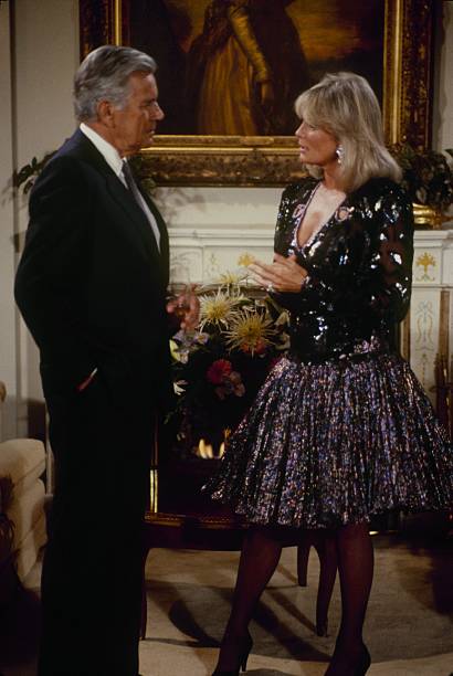 DYNASTY - "The Aftermath" - Airdate October 7, 1987. (Photo by ABC Photo Archives/Disney General Entertainment Content via Getty Images) JOHN FORSYTHE;LINDA EVANS