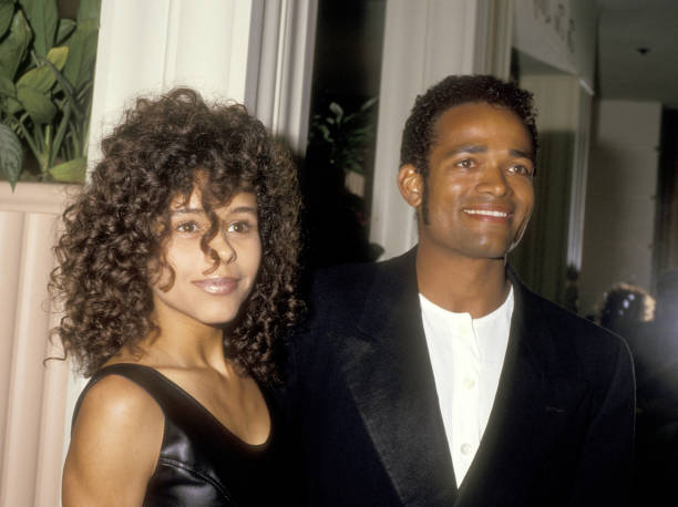 Actress Troy Beyer and Actor Mario Van Peebles attend the Wrap-Up Party for the Seventh Season of 'Dynasty' on April 5, 1987 at Beverly Hills Hotel in Beverly Hills, California. (Photo by Ron Galella, Ltd./Ron Galella Collection via Getty Images)