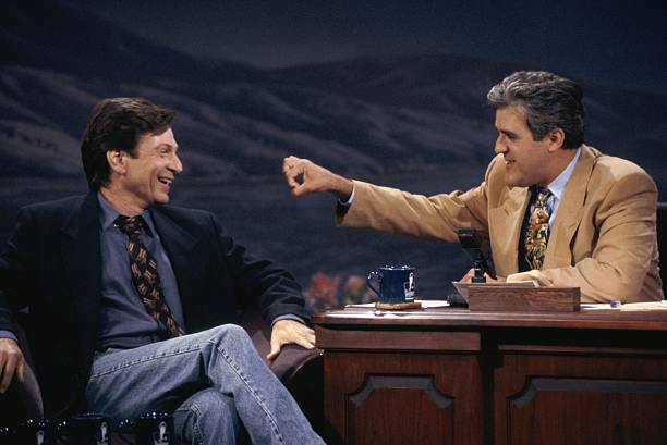 THE TONIGHT SHOW WITH JAY LENO -- Episode 30 -- Pictured: (l-r) Actor Michael Brandon during an interview with host Jay Leno on July 3, 1992 -- Photo by: Wendy Perl/NBCU Photo Bank