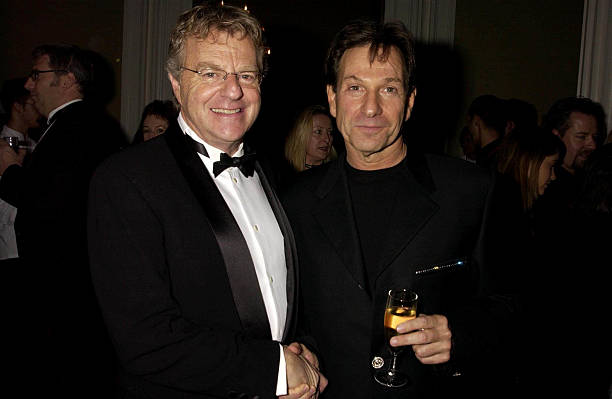 UNITED KINGDOM - NOVEMBER 11:  Jerry Springer And Michael Brandon, Jerry Springer Opera In The West End Opens At The Cambridge Theatre In Covent Garden, Then Party At The Whitehall Banquetting Rooms  (Photo by Dave Benett/Getty Images)