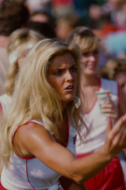 Malibu, CA - 1984: Tracy Scoggins appearing on the ABC tv special 'Battle of the Network Stars XIV', at Pepperdine University. (Photo by George Long /American Broadcasting Companies via Getty Images)