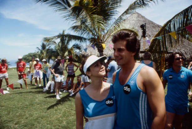 Unspecified - 1985: (L-R) Emma Samms, Michael Spound appearing on the ABC tv special 'Battle of the Network Stars XVIII'. (Photo by Bob D'Amico /American Broadcasting Companies via Getty Images)